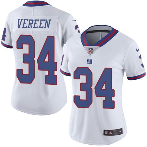 Nike Giants #34 Shane Vereen White Women's Stitched NFL Limited Rush Jersey